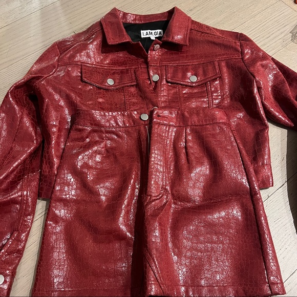 I.AM.GIA Logan Jacket and skirt set In Red Croc - Picture 3 of 6